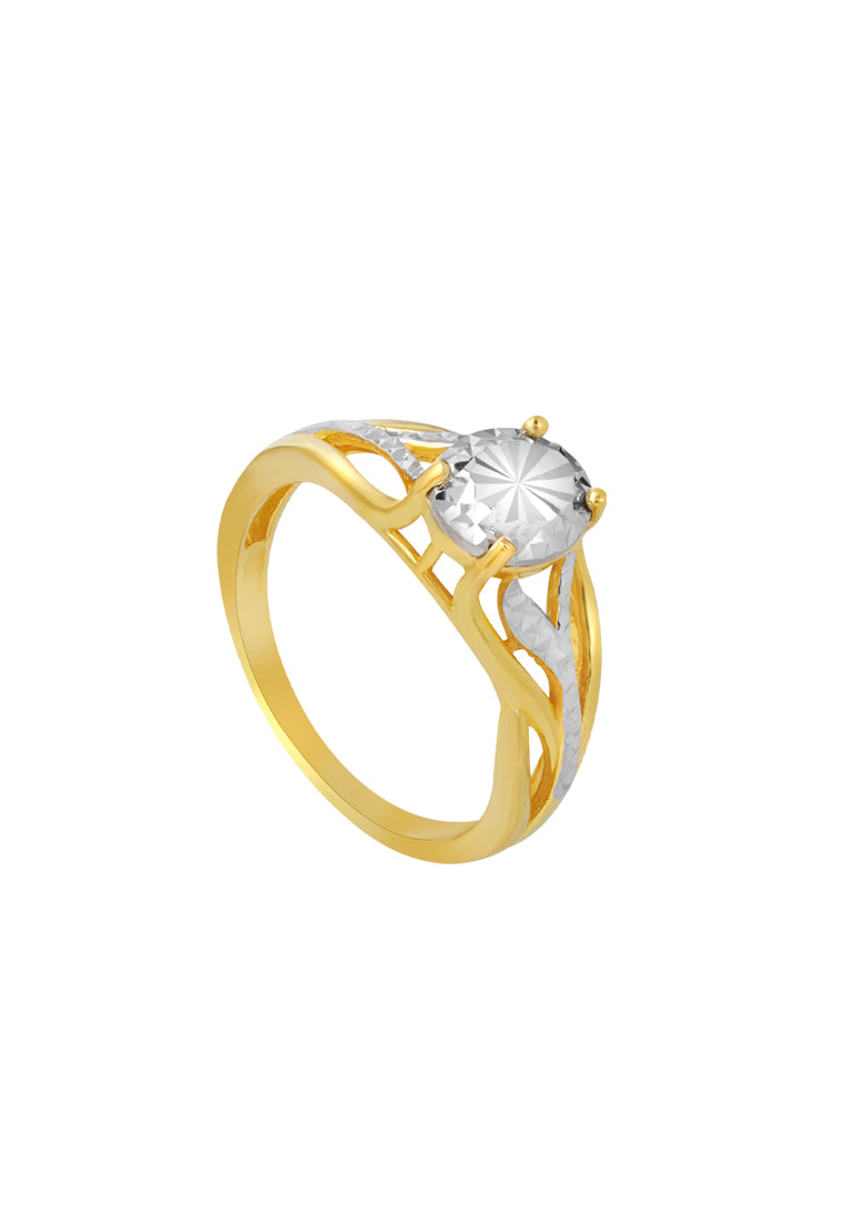 TOMEI Dual-Tone Ring, Yellow Gold 916