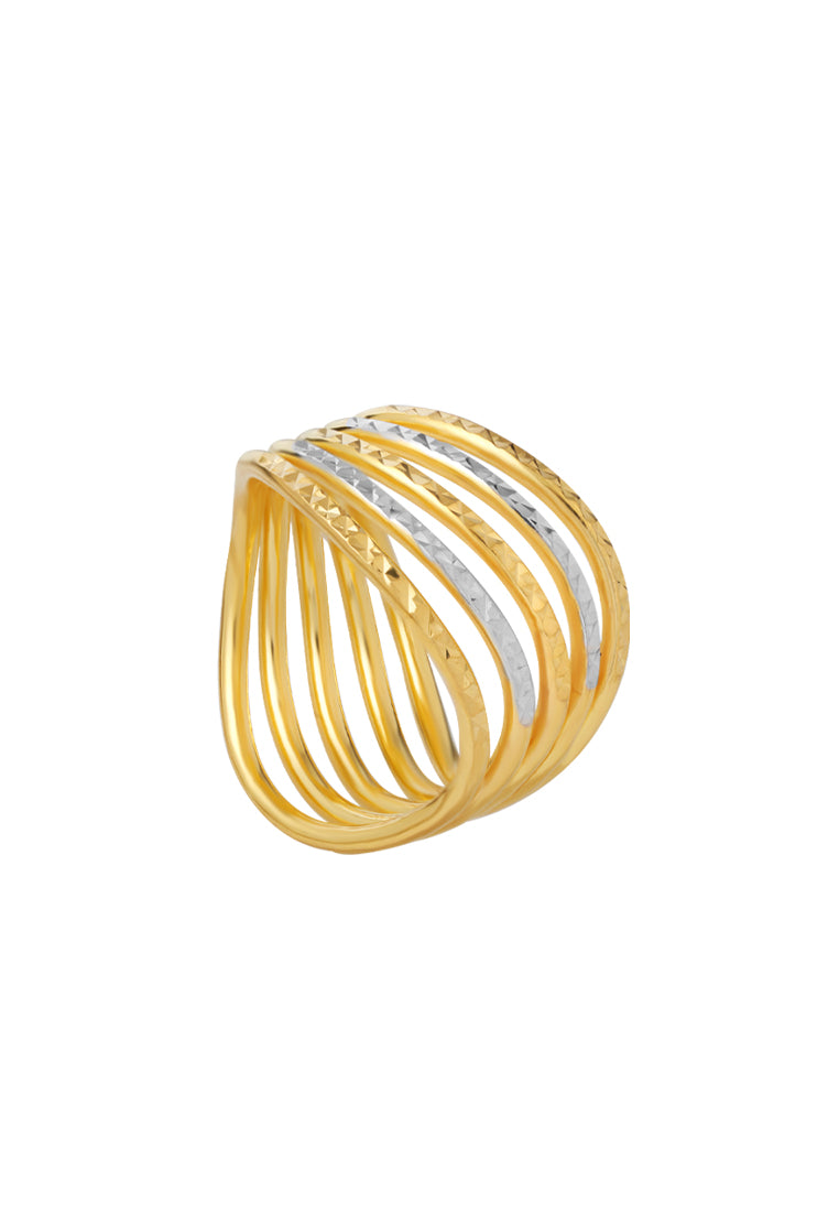 TOMEI Dual-Tone Ring, Yellow Gold 916