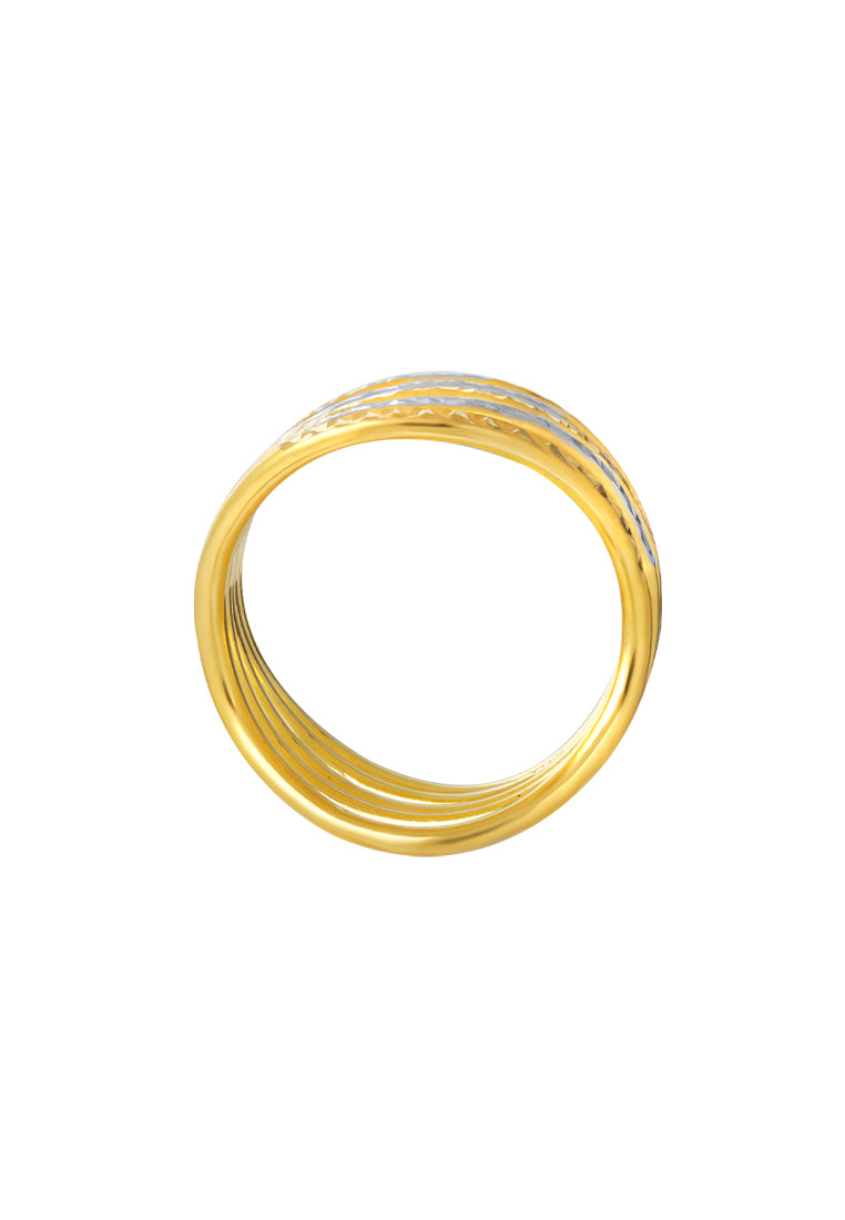 TOMEI Dual-Tone Ring, Yellow Gold 916