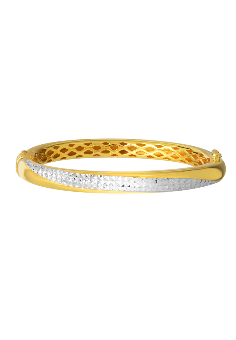 TOMEI Dual-Tone Bangle, Yellow Gold 916