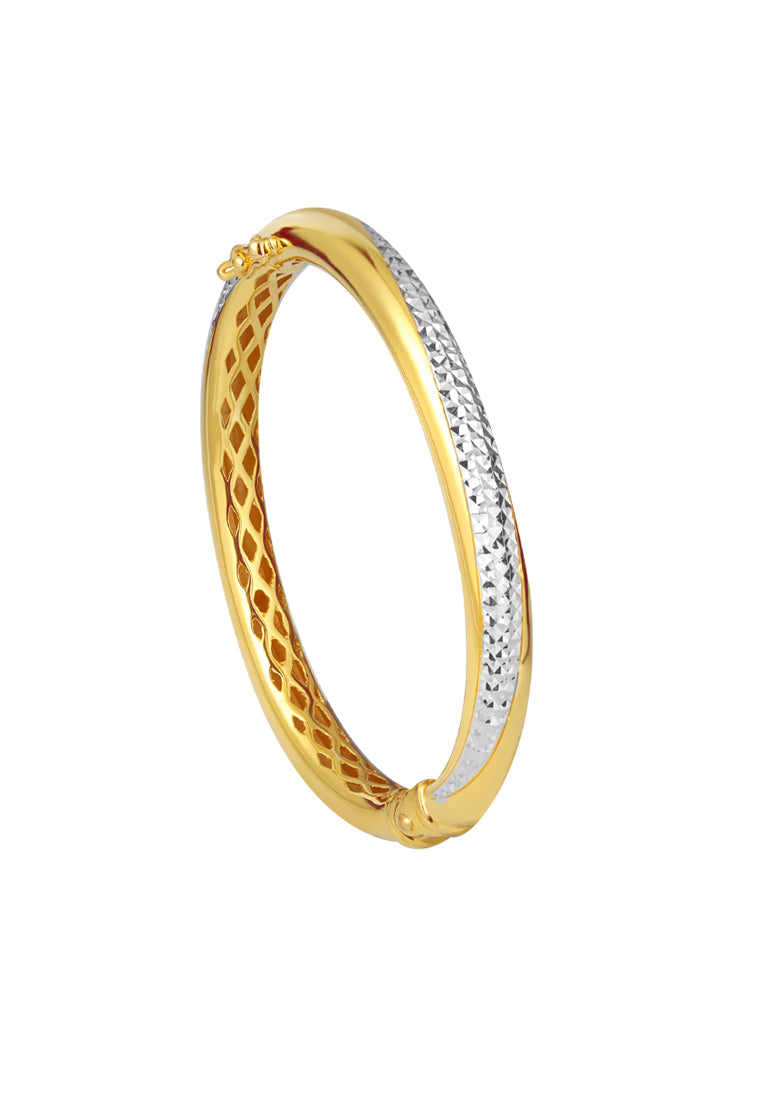 TOMEI Dual-Tone Bangle, Yellow Gold 916