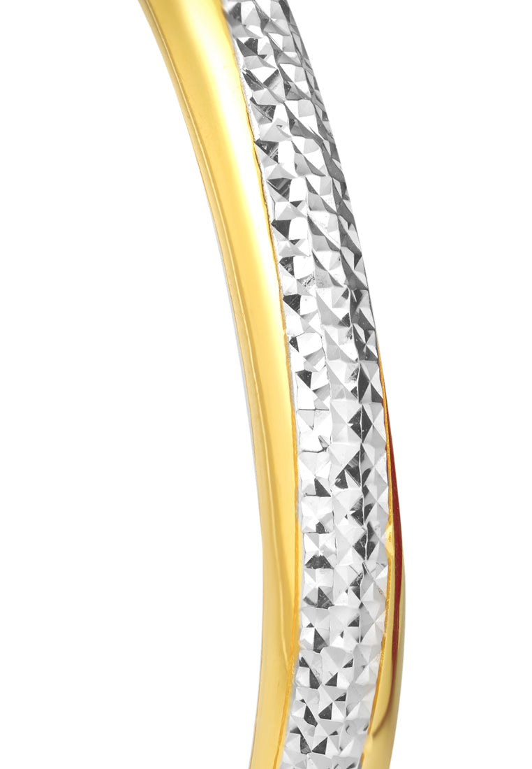 TOMEI Dual-Tone Bangle, Yellow Gold 916