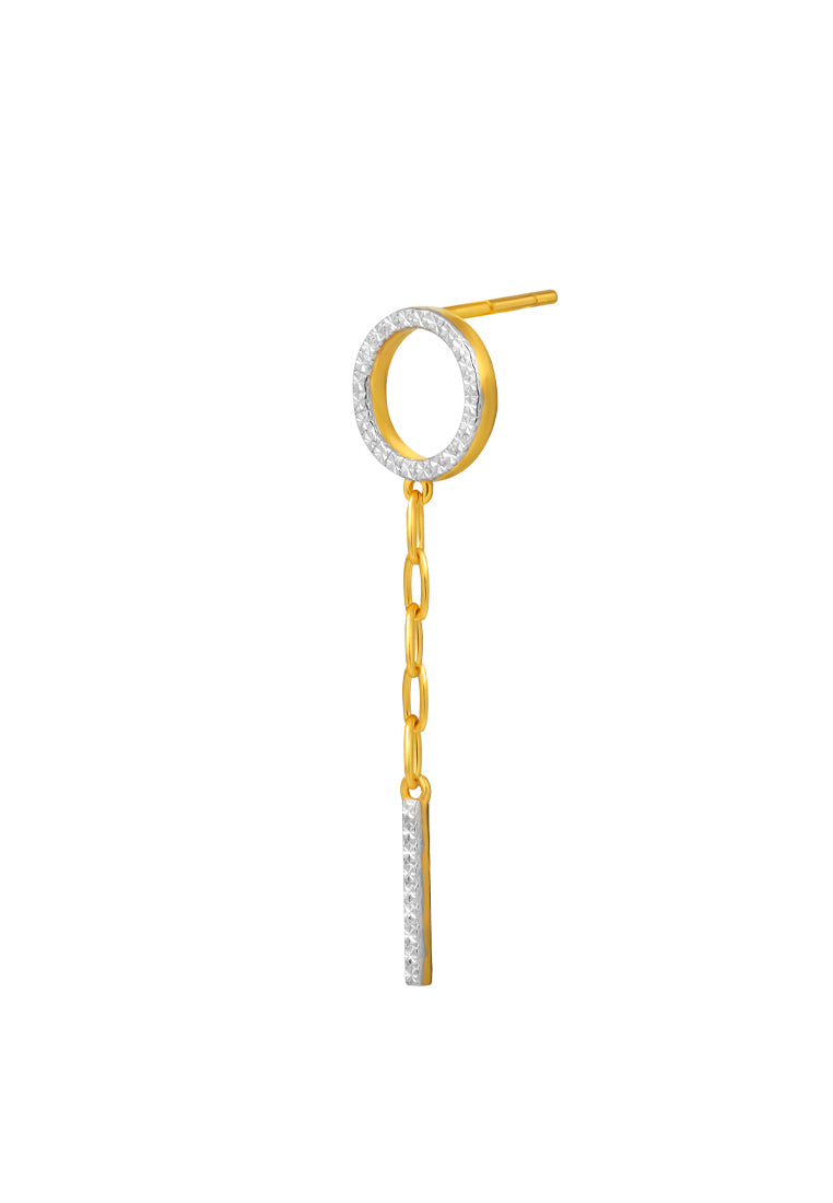 TOMEI Dual-Tone Circle & Bar Drop Earrings, Yellow Gold 916