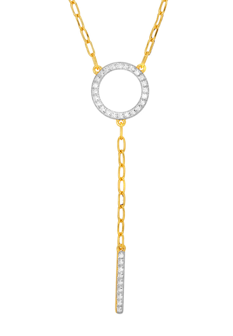 TOMEI Dual-Tone Circle & Bar Necklace, Yellow Gold 916