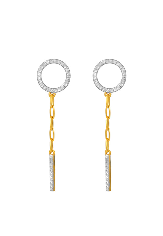 TOMEI Dual-Tone Circle & Bar Drop Earrings, Yellow Gold 916