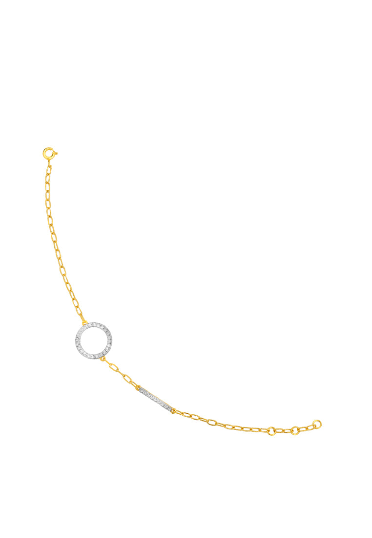 TOMEI Dual-Tone Circle & Bar Bracelet, Yellow Gold 916