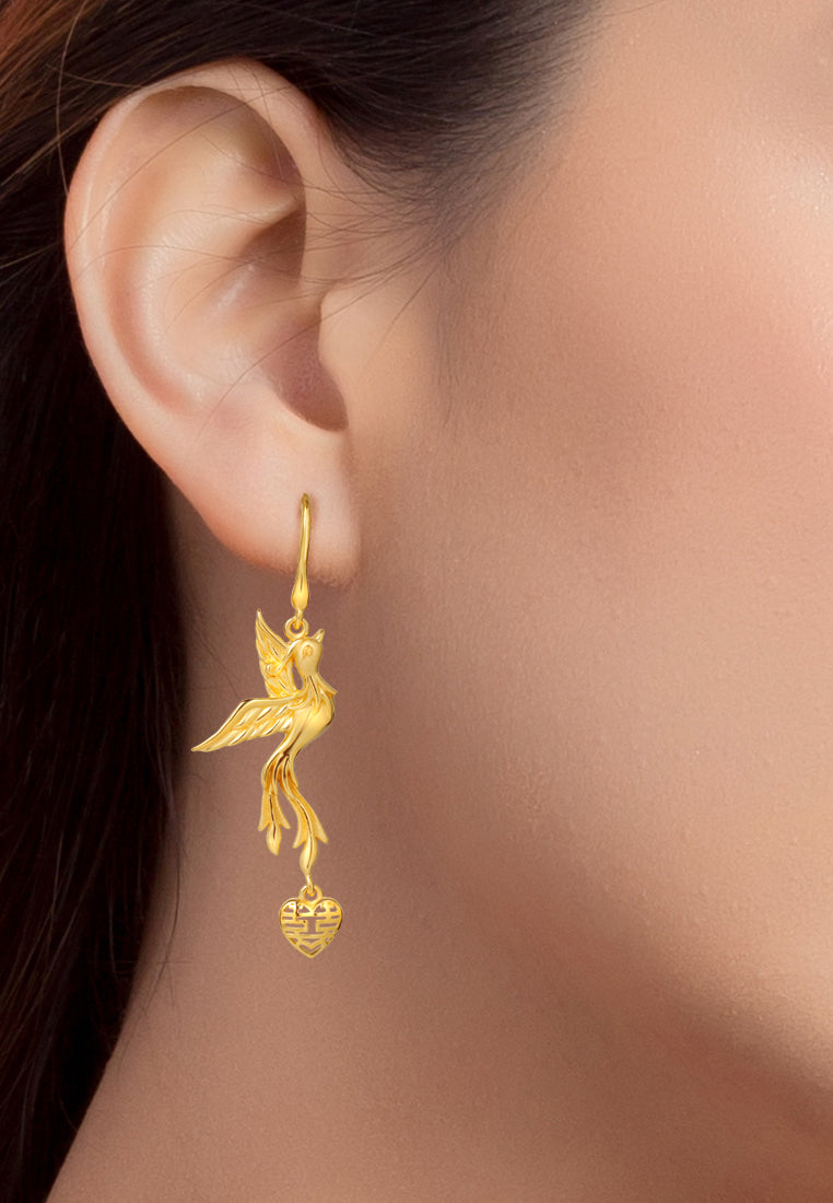 TOMEI Dragon Phoenix Earrings, Yellow Gold 916