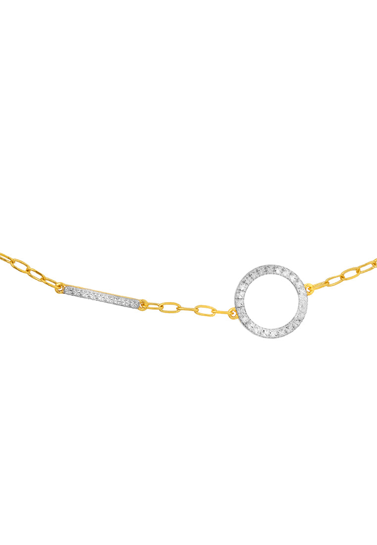 TOMEI Dual-Tone Circle & Bar Bracelet, Yellow Gold 916
