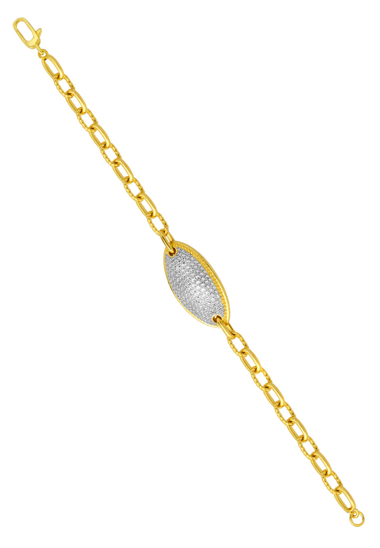 TOMEI Diamond Cut Collection Ellipse Bracelet, Yellow Gold 916