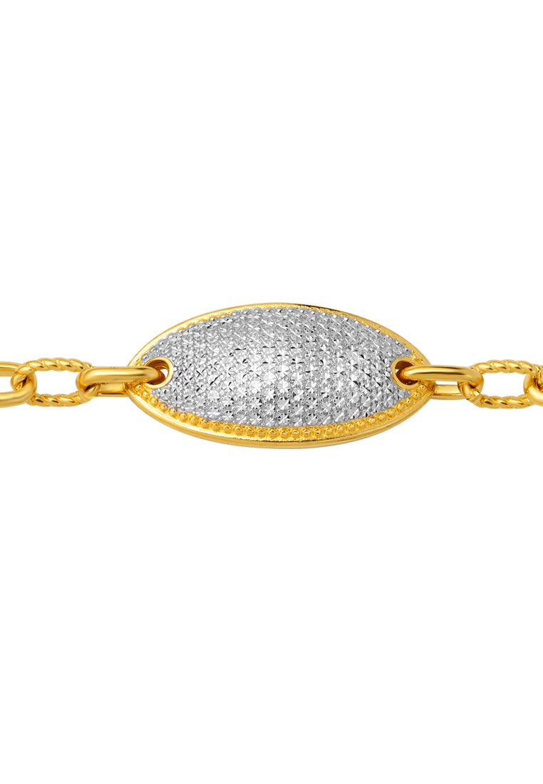 TOMEI Diamond Cut Collection Ellipse Bracelet, Yellow Gold 916