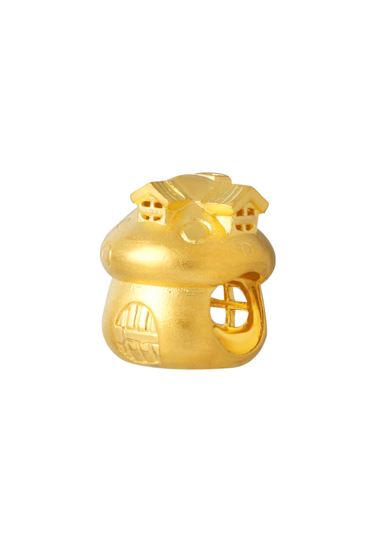 TOMEI Mushroom House Charm, Yellow Gold 916