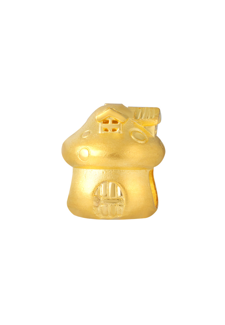 TOMEI Mushroom House Charm, Yellow Gold 916