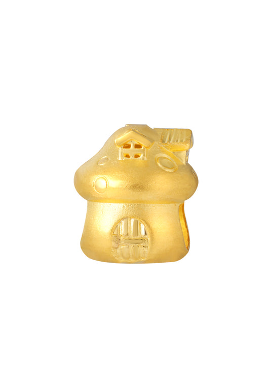 TOMEI Mushroom House Charm, Yellow Gold 916