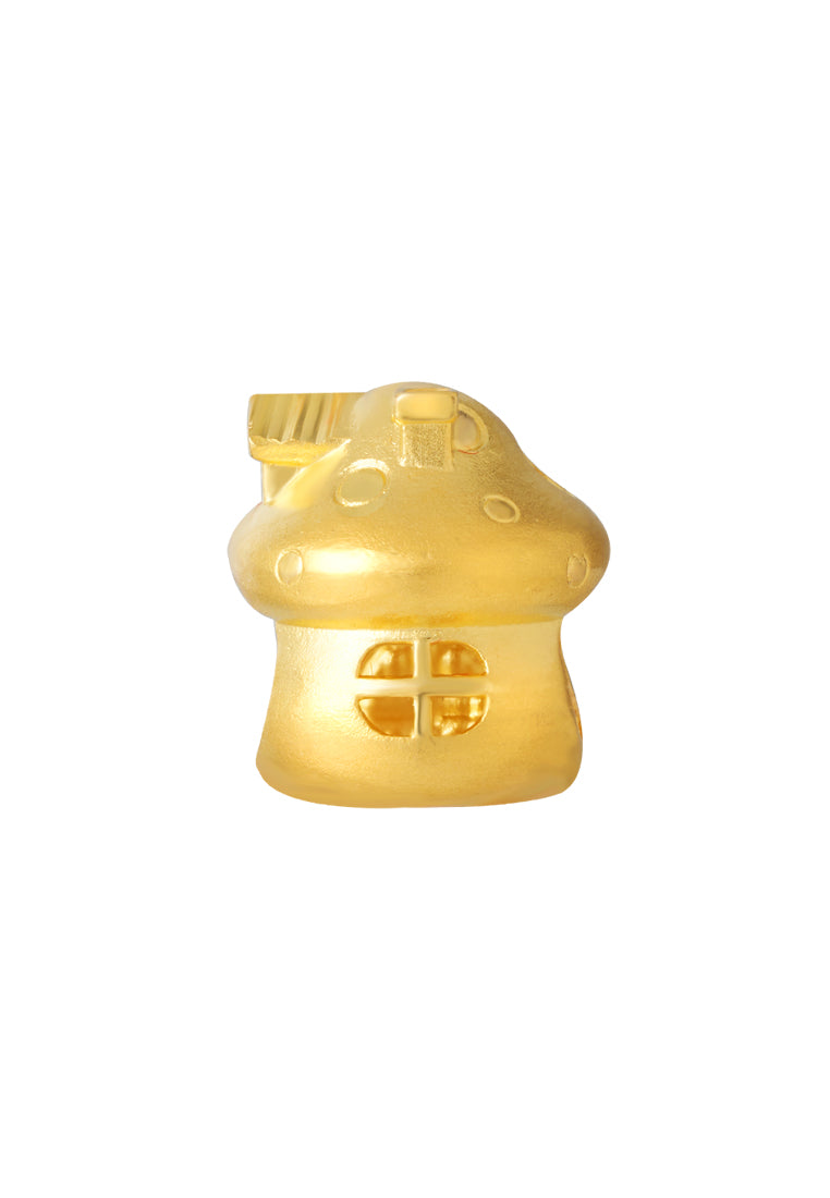 TOMEI Mushroom House Charm, Yellow Gold 916