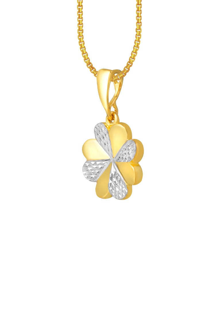 TOMEI Dual-Tone Flower Pendant, Yellow Gold 916