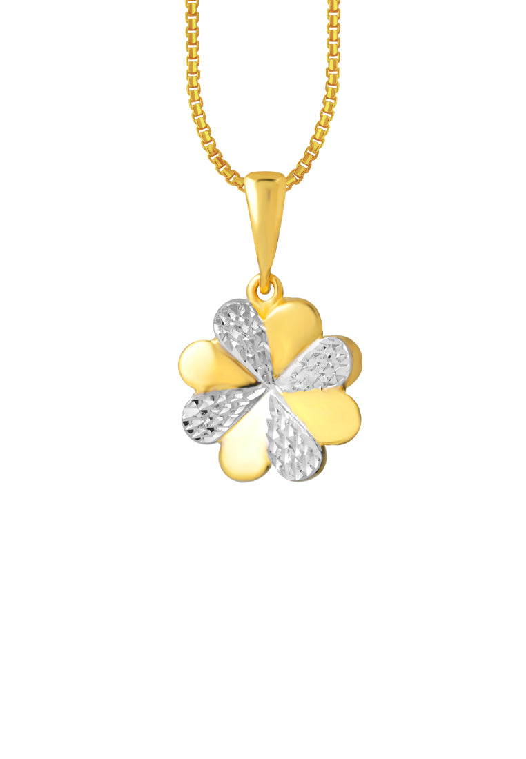 TOMEI Dual-Tone Flower Pendant, Yellow Gold 916