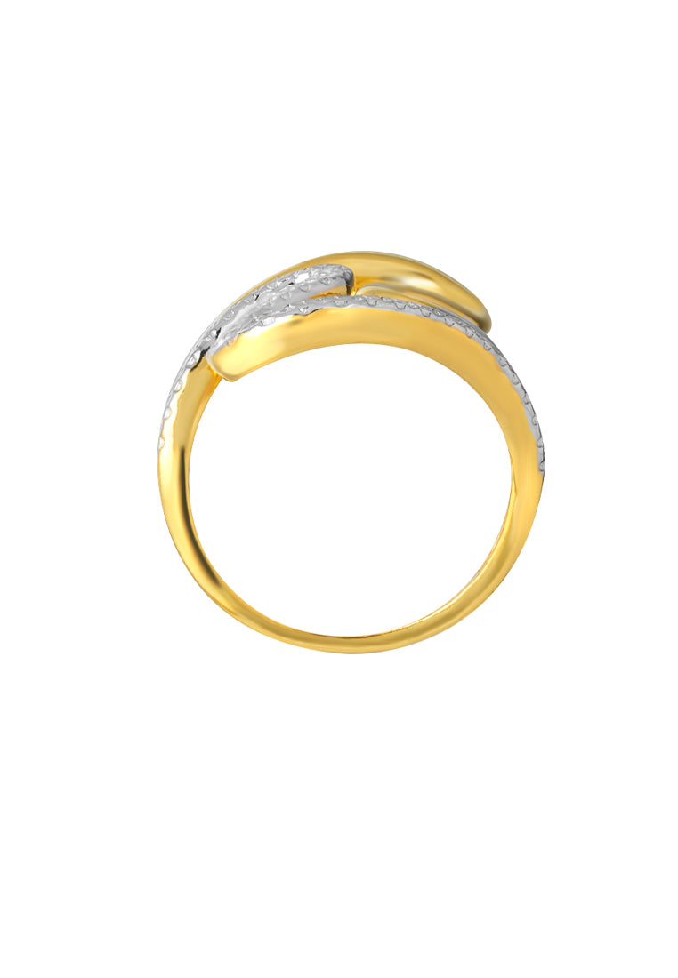 TOMEI Diamond Cut Collection Z-Wave Ring, Yellow Gold 916