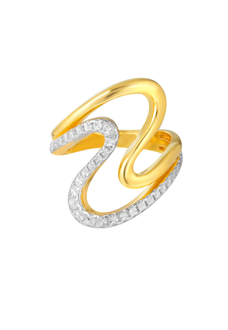 TOMEI Diamond Cut Collection Z-Wave Ring, Yellow Gold 916
