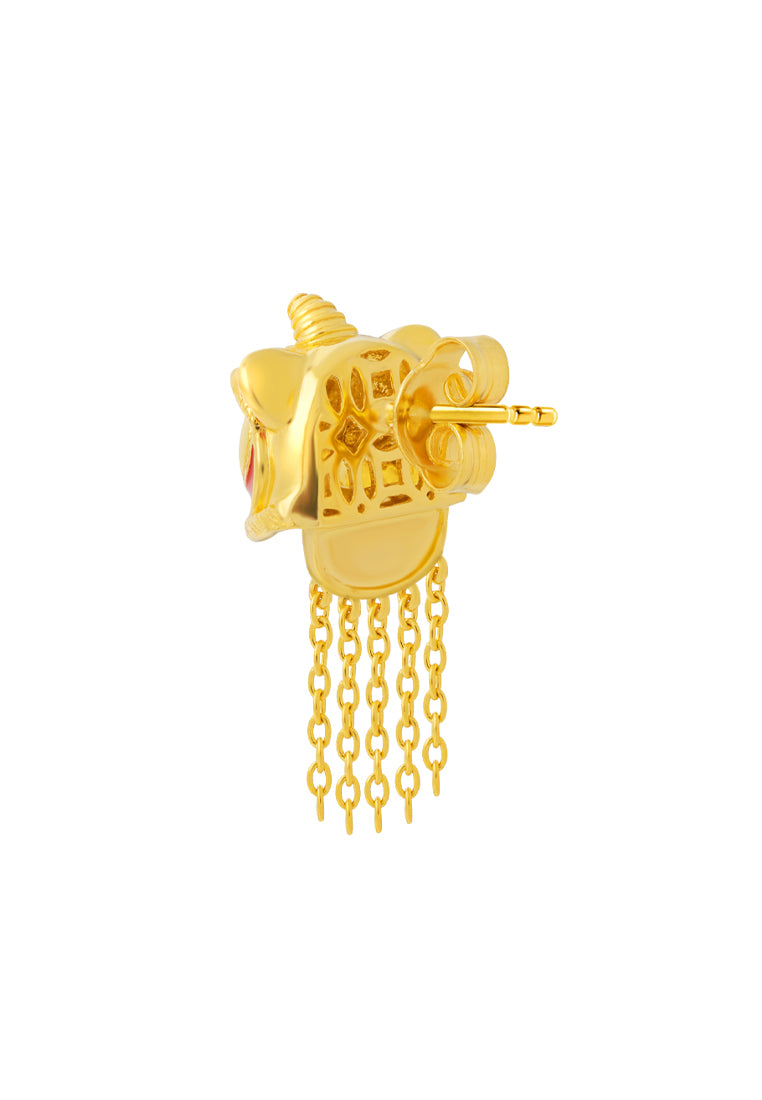 TOMEI Lion Dance Tassels Earrings, Yellow Gold 916
