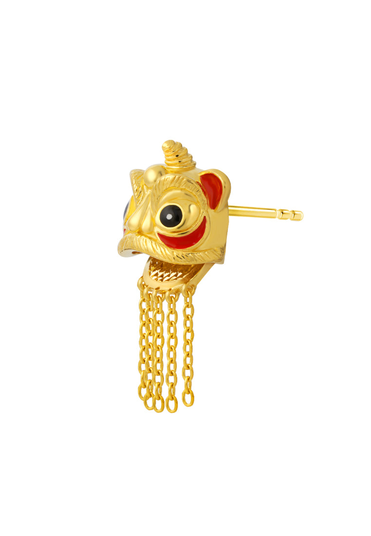 TOMEI Lion Dance Tassels Earrings, Yellow Gold 916