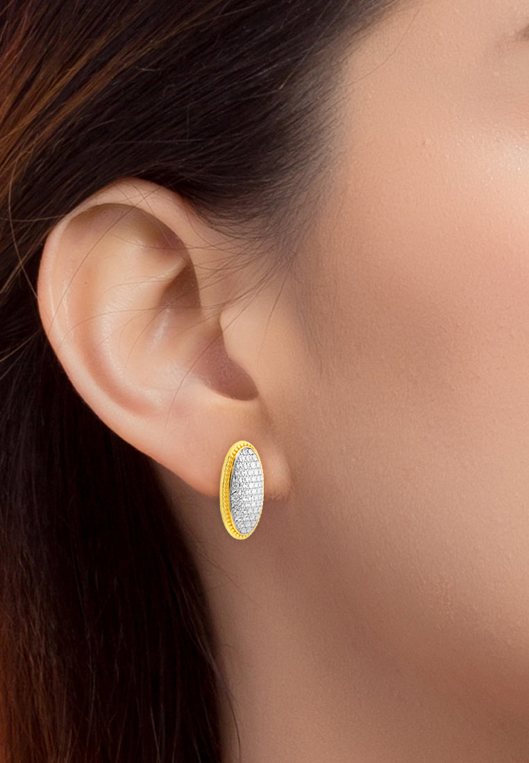 TOMEI Diamond Cut Collection Ellipse Earrings, Yellow Gold 916
