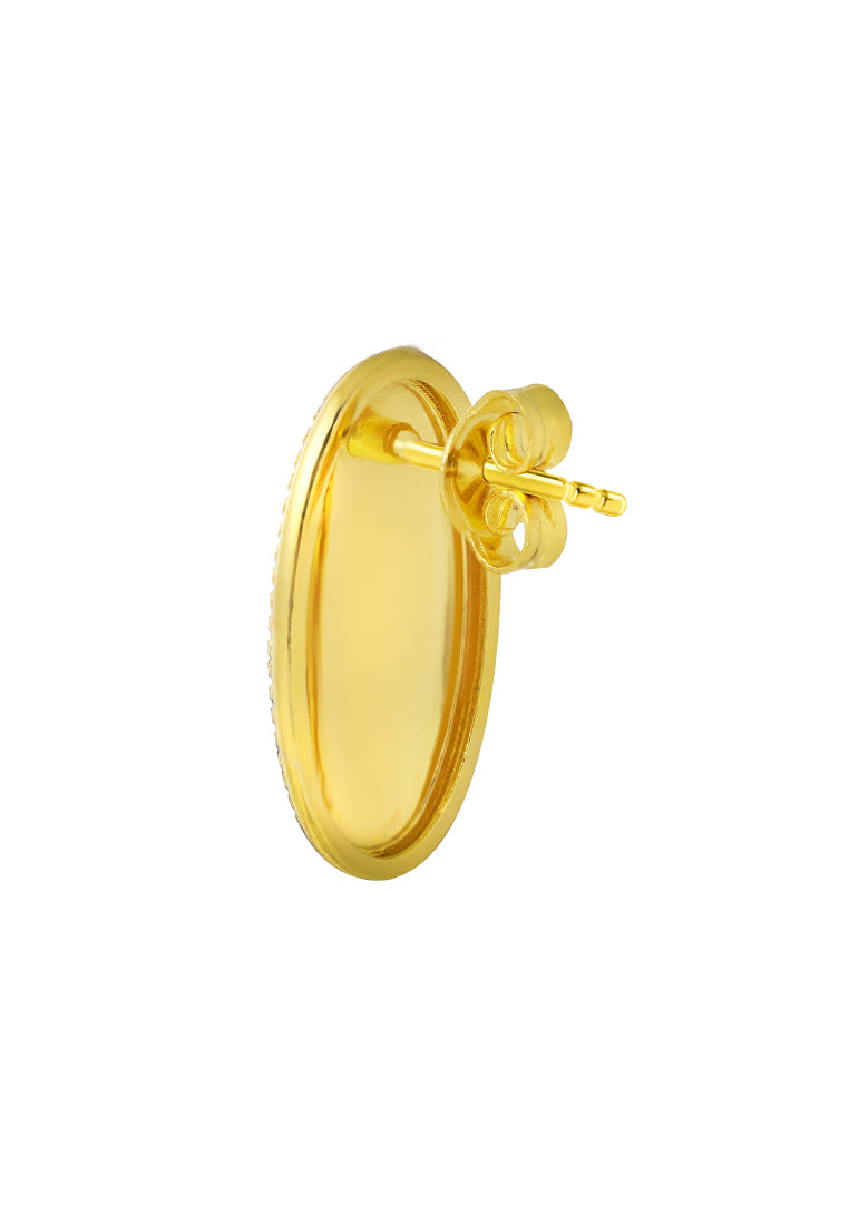 TOMEI Diamond Cut Collection Ellipse Earrings, Yellow Gold 916
