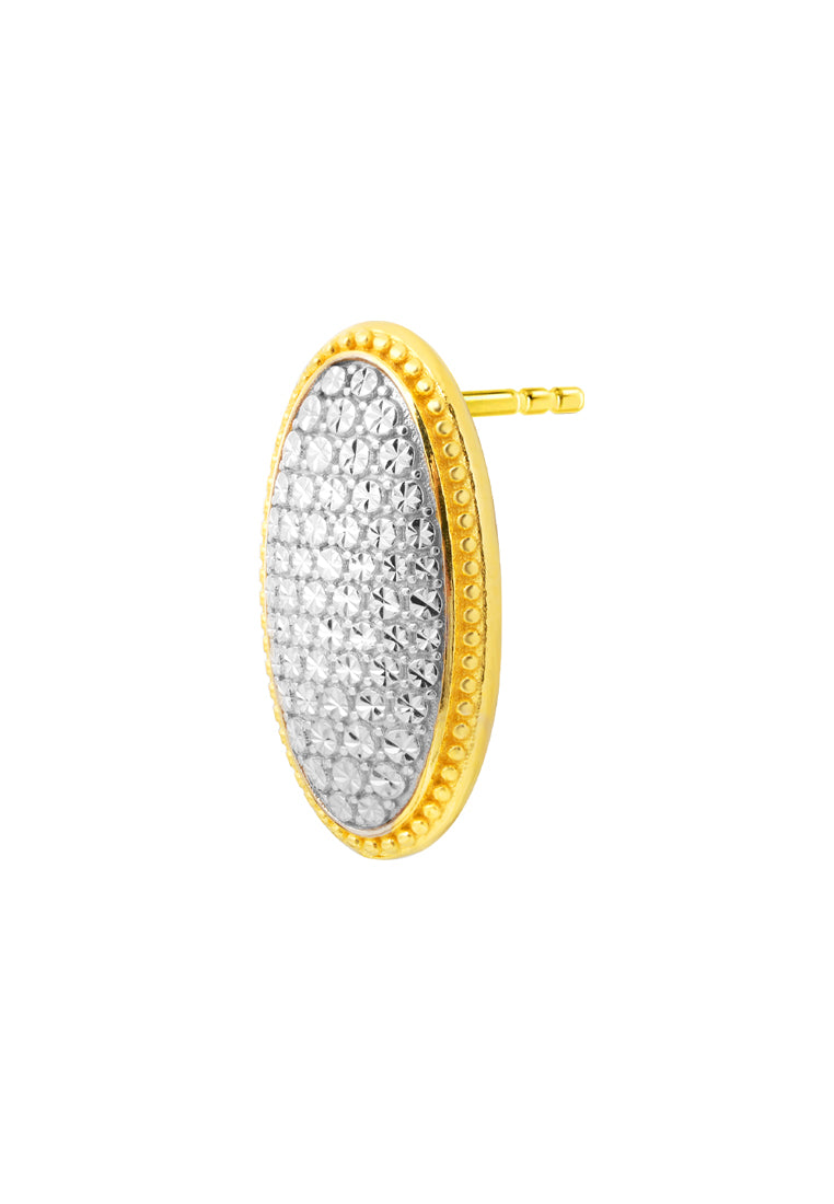 TOMEI Diamond Cut Collection Ellipse Earrings, Yellow Gold 916