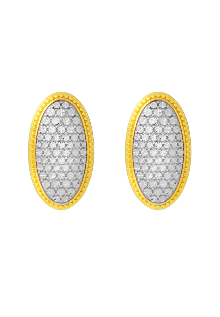 TOMEI Diamond Cut Collection Ellipse Earrings, Yellow Gold 916