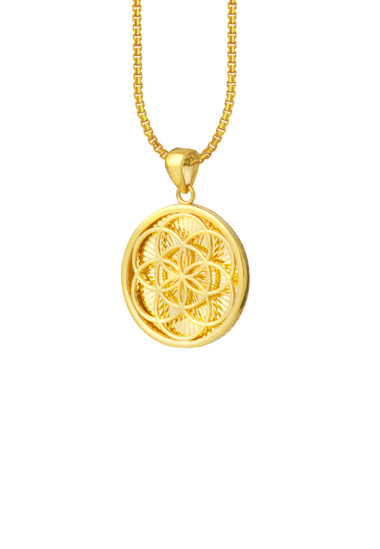 TOMEI Lusso Italia Circle Pendant, Yellow Gold 916