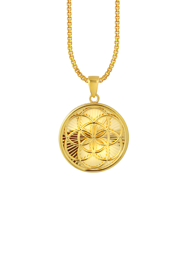 TOMEI Lusso Italia Circle Pendant, Yellow Gold 916
