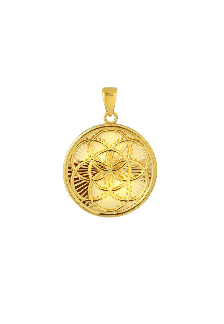 TOMEI Lusso Italia Circle Pendant, Yellow Gold 916