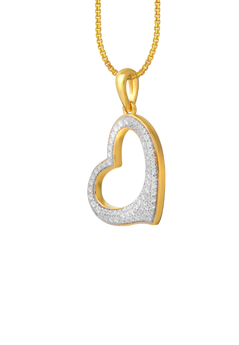 TOMEI Diamond Cut Collection Heart Pendant, Yellow Gold 916