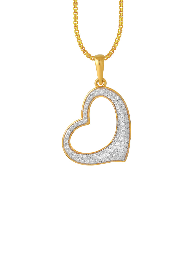 TOMEI Diamond Cut Collection Heart Pendant, Yellow Gold 916
