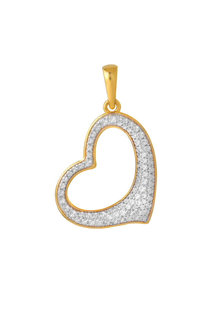 TOMEI Diamond Cut Collection Heart Pendant, Yellow Gold 916