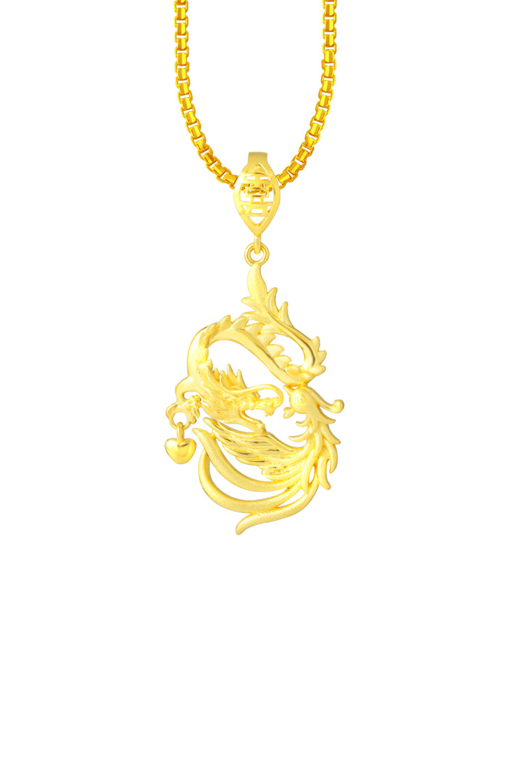 TOMEI Dragon Phoenix Unite Pendant, Yellow Gold 916