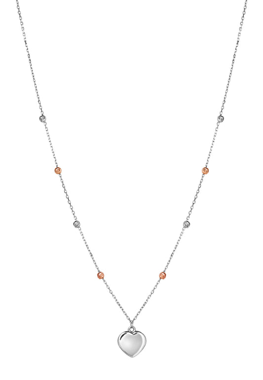 TOMEI Tri-Tone Beads Necklace, White+Rose+Yellow Gold 585