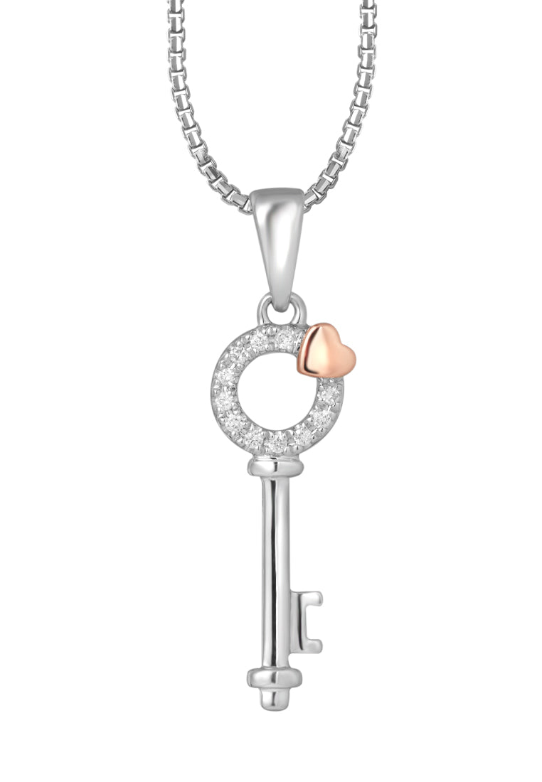 TOMEI Key Pendant Set, White+Rose Gold 585