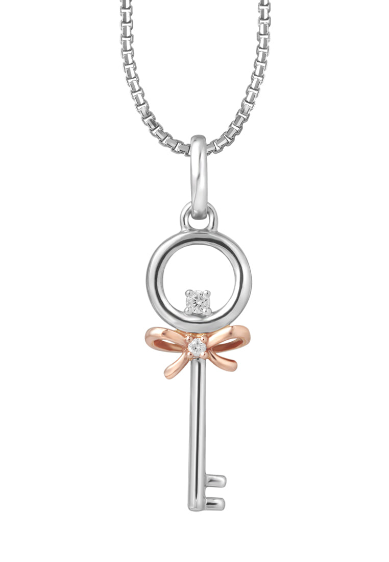 TOMEI Key Pendant Set, White+Rose Gold 585