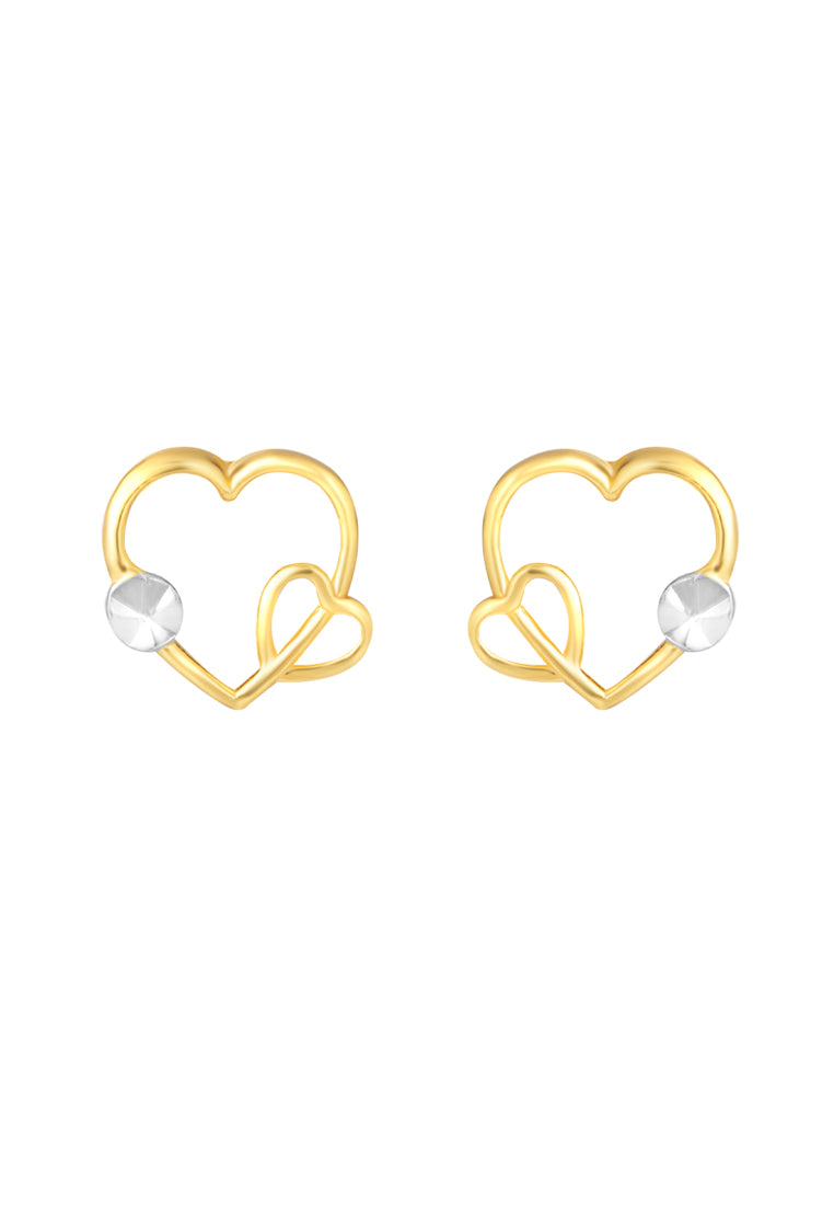 TOMEI Lusso Italia Dual-Tone Heart Earrings, Yellow Gold 916