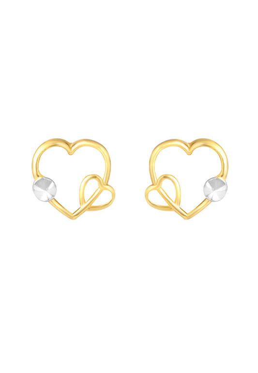 TOMEI Lusso Italia Dual-Tone Heart Earrings, Yellow Gold 916