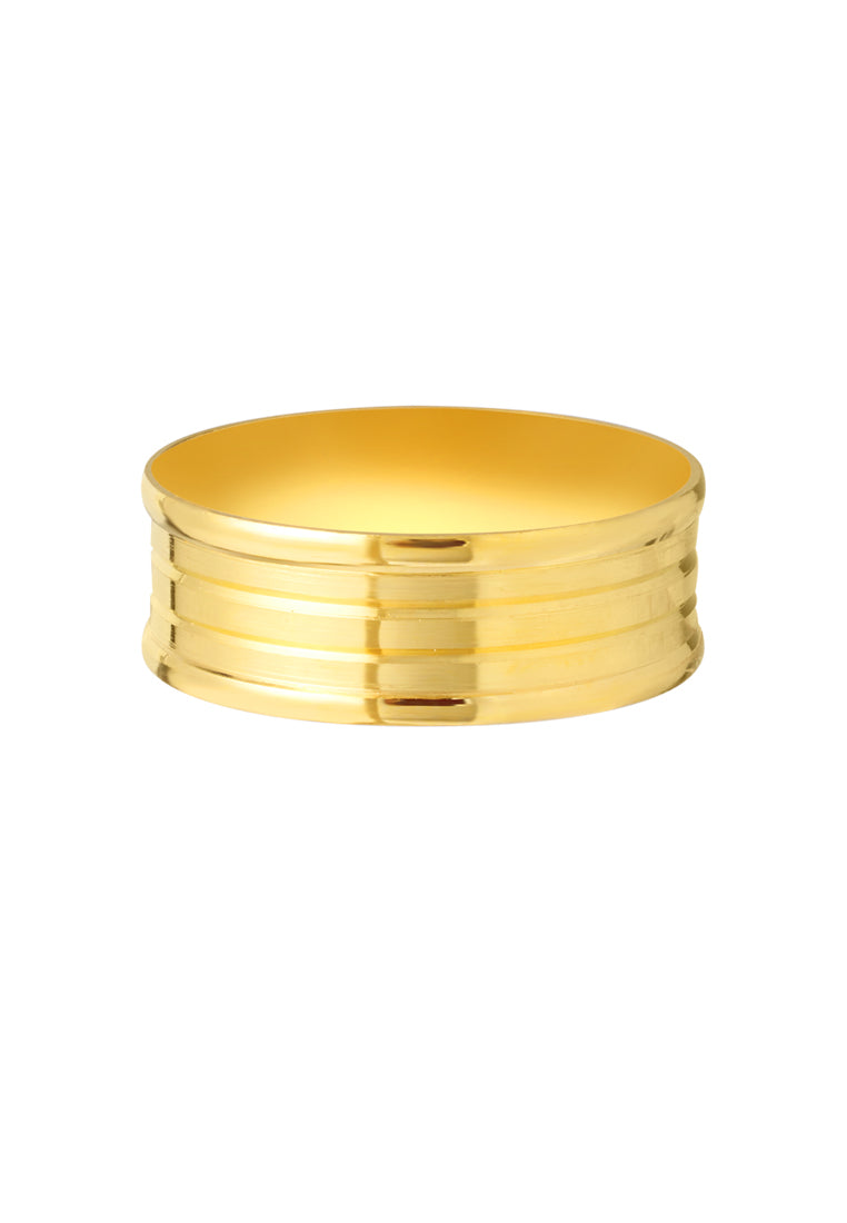 TOMEI Line Patterned Xi De Ring, Yellow Gold 916