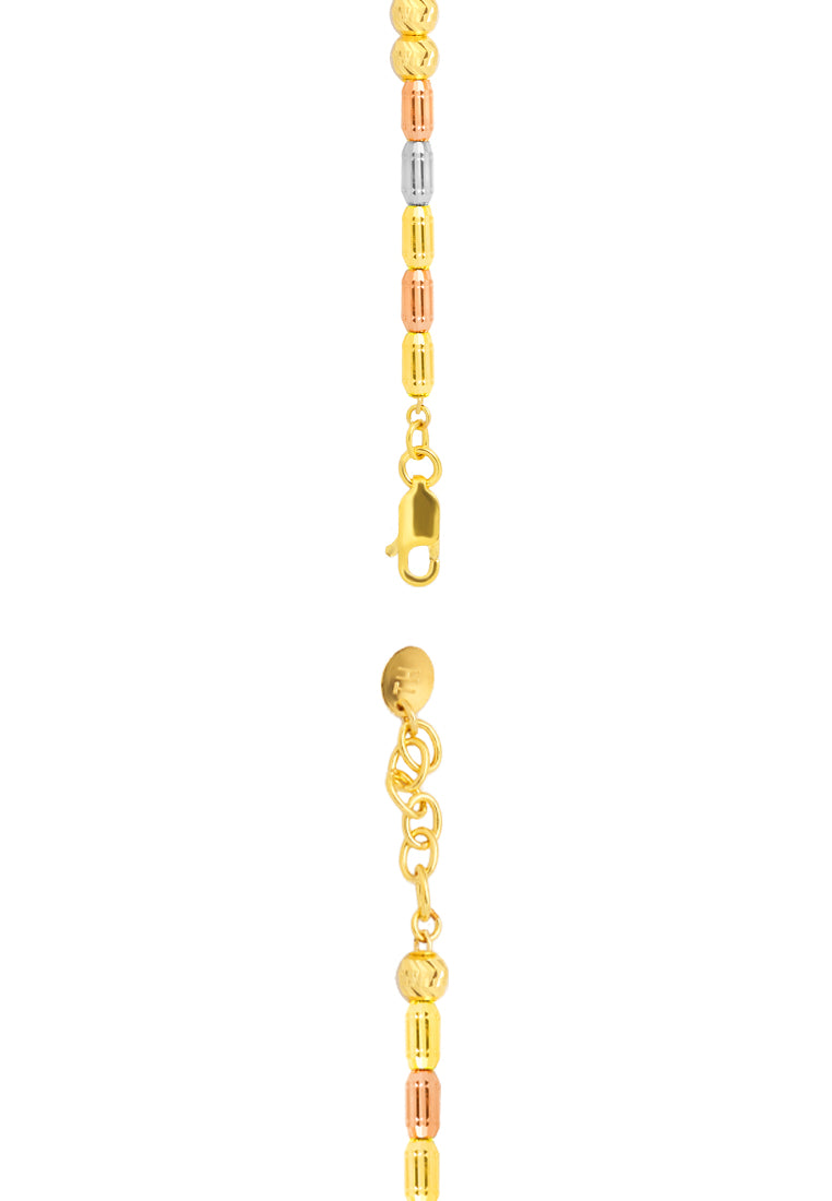TOMEI Trio-Tone Bead Bracelet, Yellow Gold 916