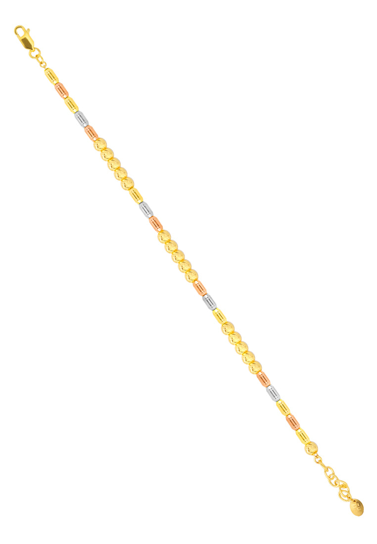 TOMEI Trio-Tone Bead Bracelet, Yellow Gold 916