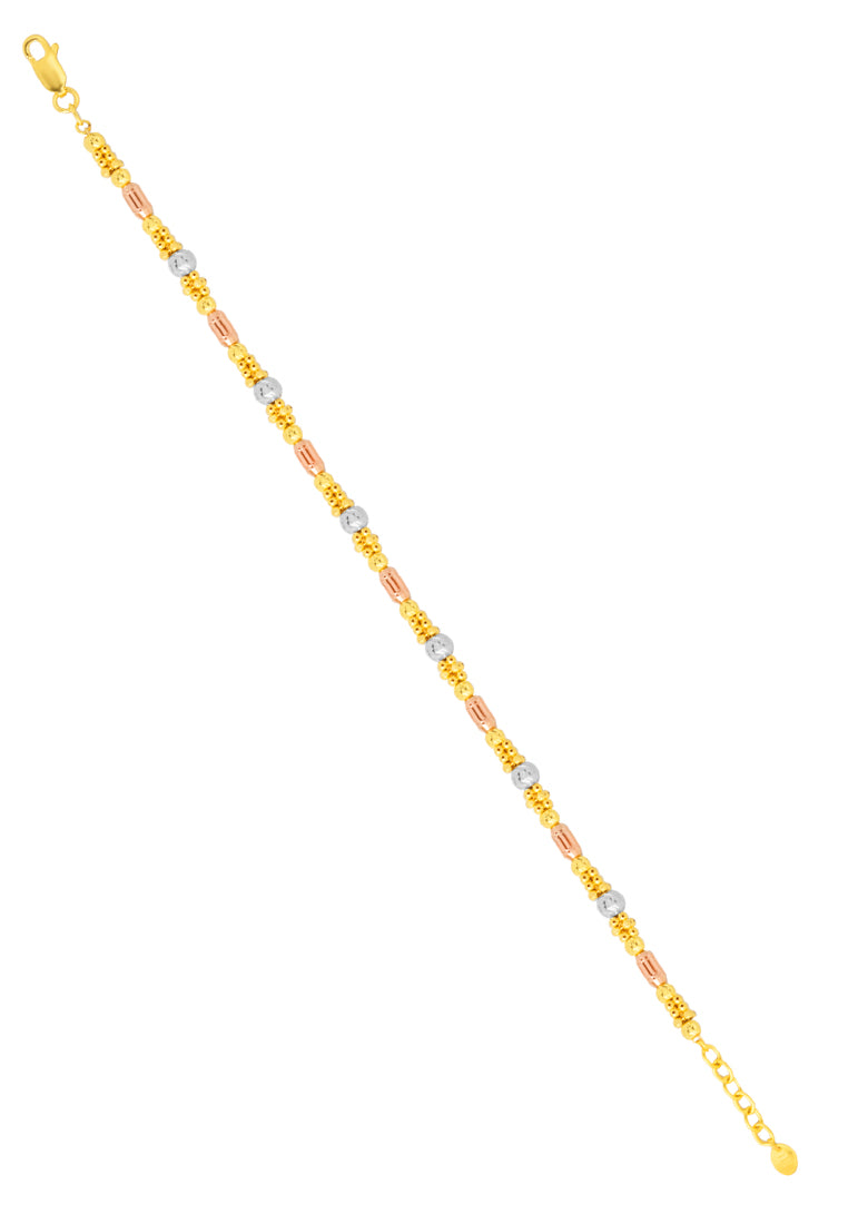 TOMEI Trio-Tone Bead Bracelet, Yellow Gold 916