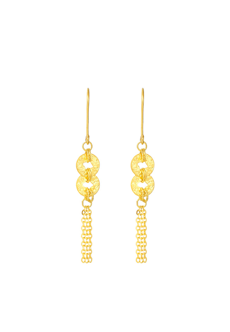 TOMEI Coin Tassels Earrings, Yellow Gold 916