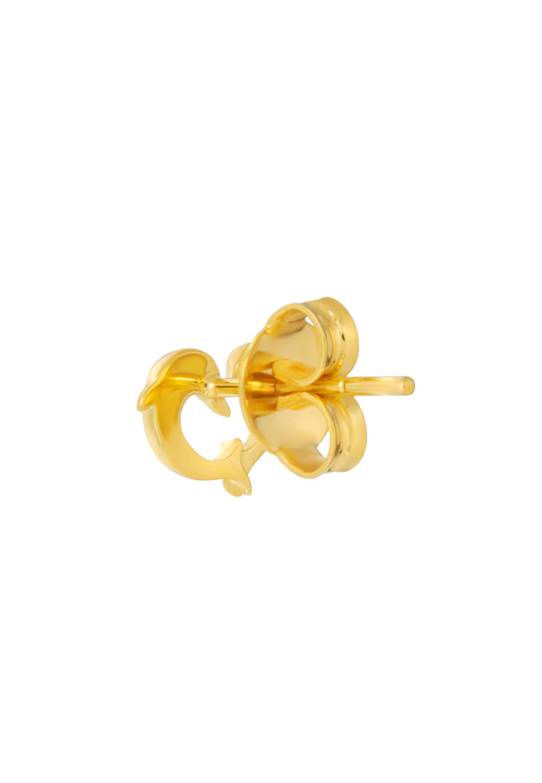 TOMEI Dolphin Love Earrings, Yellow Gold 916