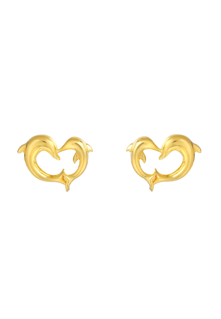 TOMEI Dolphin Love Earrings, Yellow Gold 916