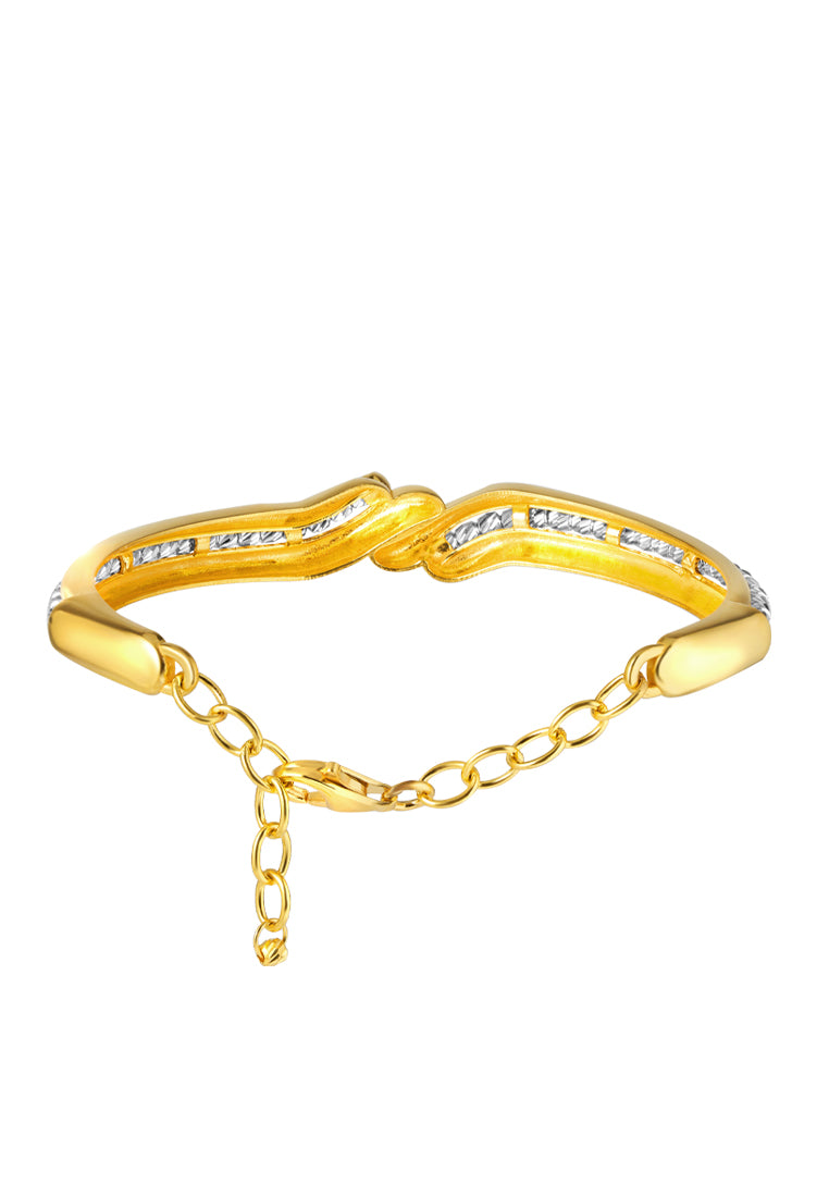 TOMEI Dual-Tone Bead Bangle, Yellow Gold 916