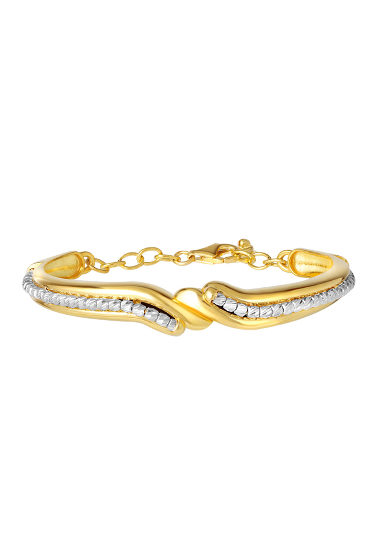 TOMEI Dual-Tone Bead Bangle, Yellow Gold 916