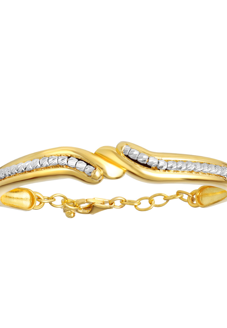 TOMEI Dual-Tone Bead Bangle, Yellow Gold 916